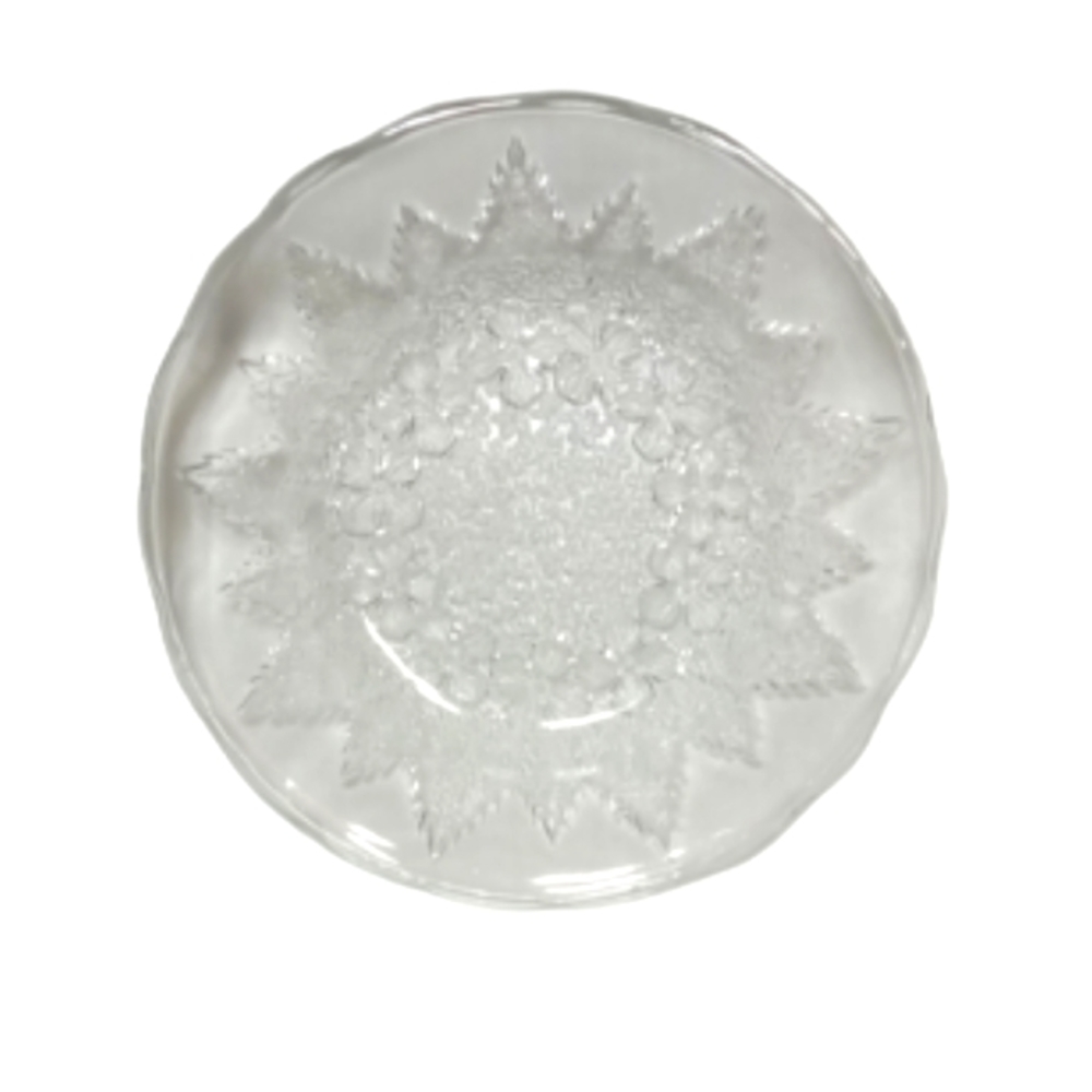 Kig Indonesia Shallow Glass Bowl With Pressed Floral Design 6 in